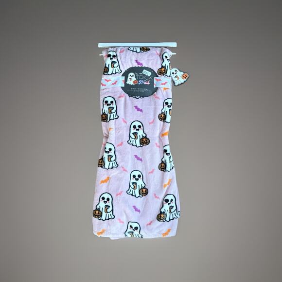HEY BOO Pink Stanley Coffee Cup Ghost Throw BLanket Home Decor Halloween 3PC SET - Picture 2 of 16